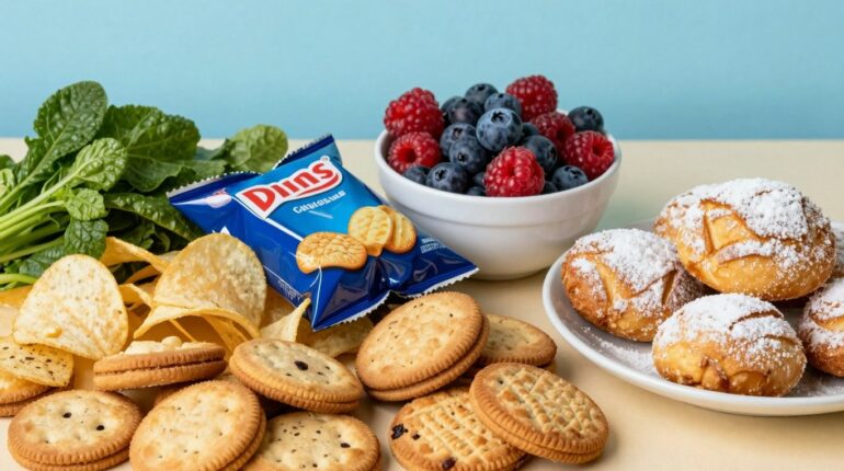 Aliments inflammatoires et aliments sains, vue de dessus.